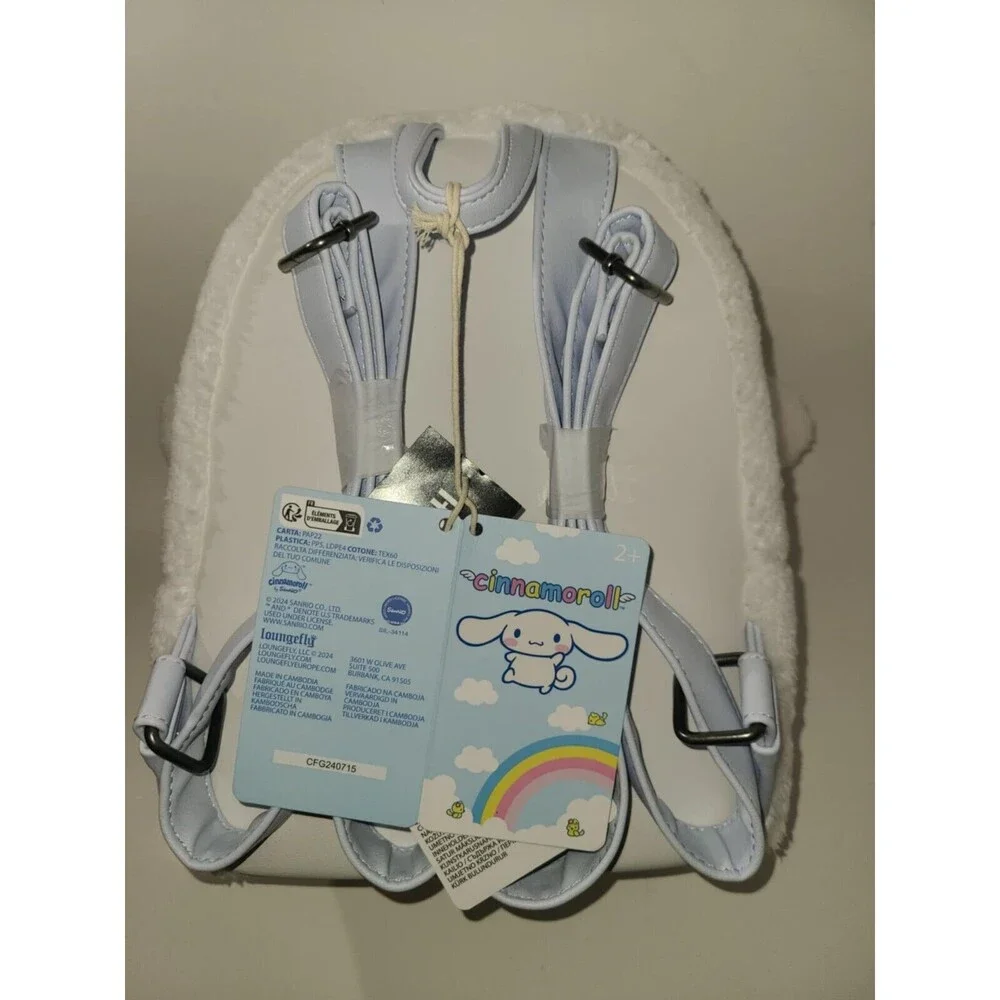 NEW NWT Loungefly Cinnamoroll Flower Crown Plush Fuzzy Mini Backpack Hello Kitty